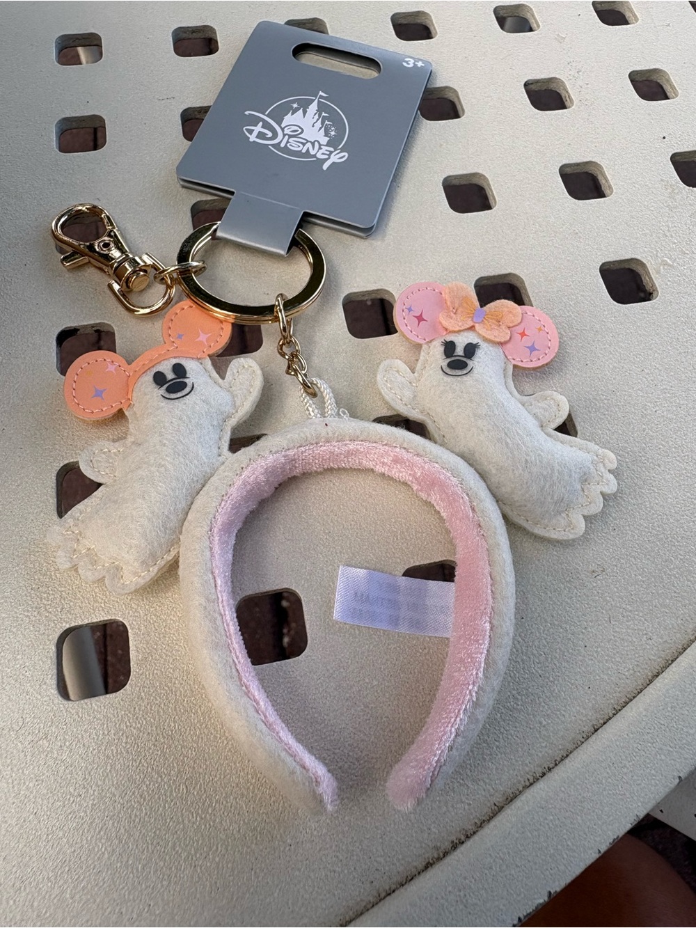 NWT Disney Parks Pink & Cream pastel Ghost headband keychain